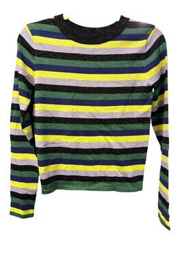 Daydreamer Cosmic Striped Lurex Knit Sweater Top  Small New Metallic